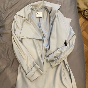 Mango light blue/gray raincoat trench coat